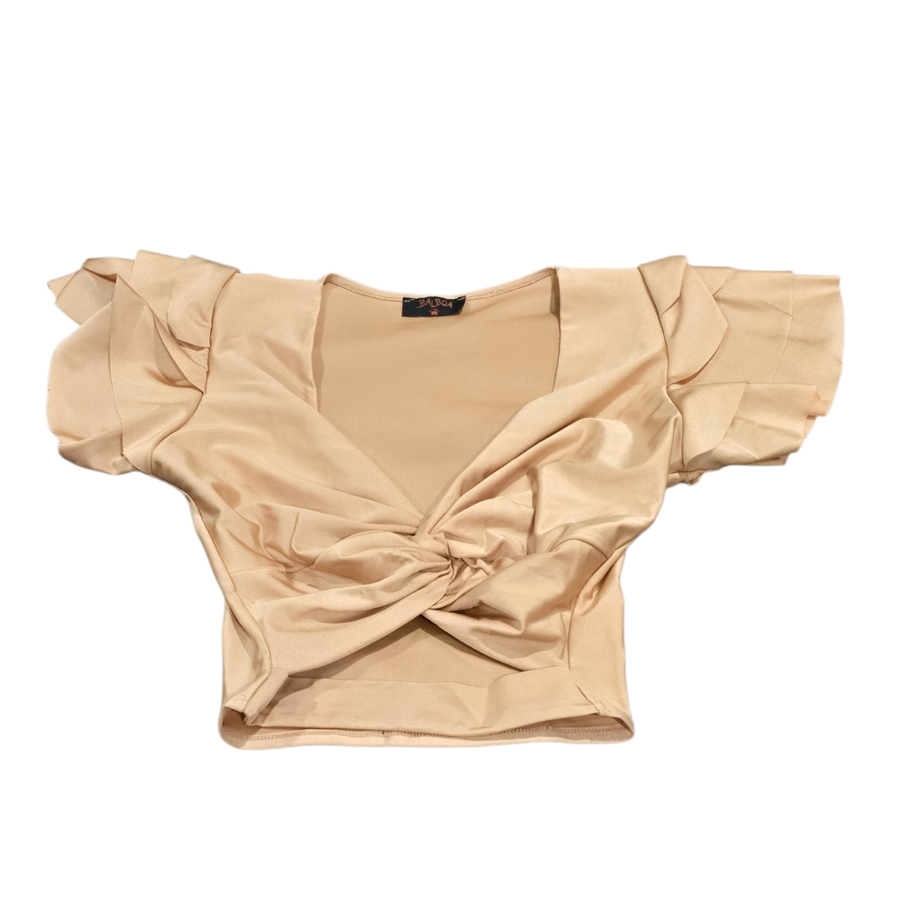Elegant Cream Ruffle Sleeve Top
